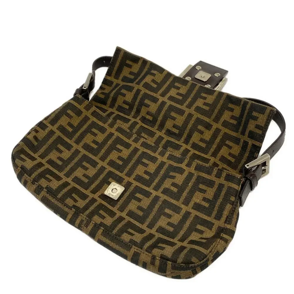 Fendi Mamma bucket / Zucchino pattern Handbag Brown Dark Brown Jacquard Leather